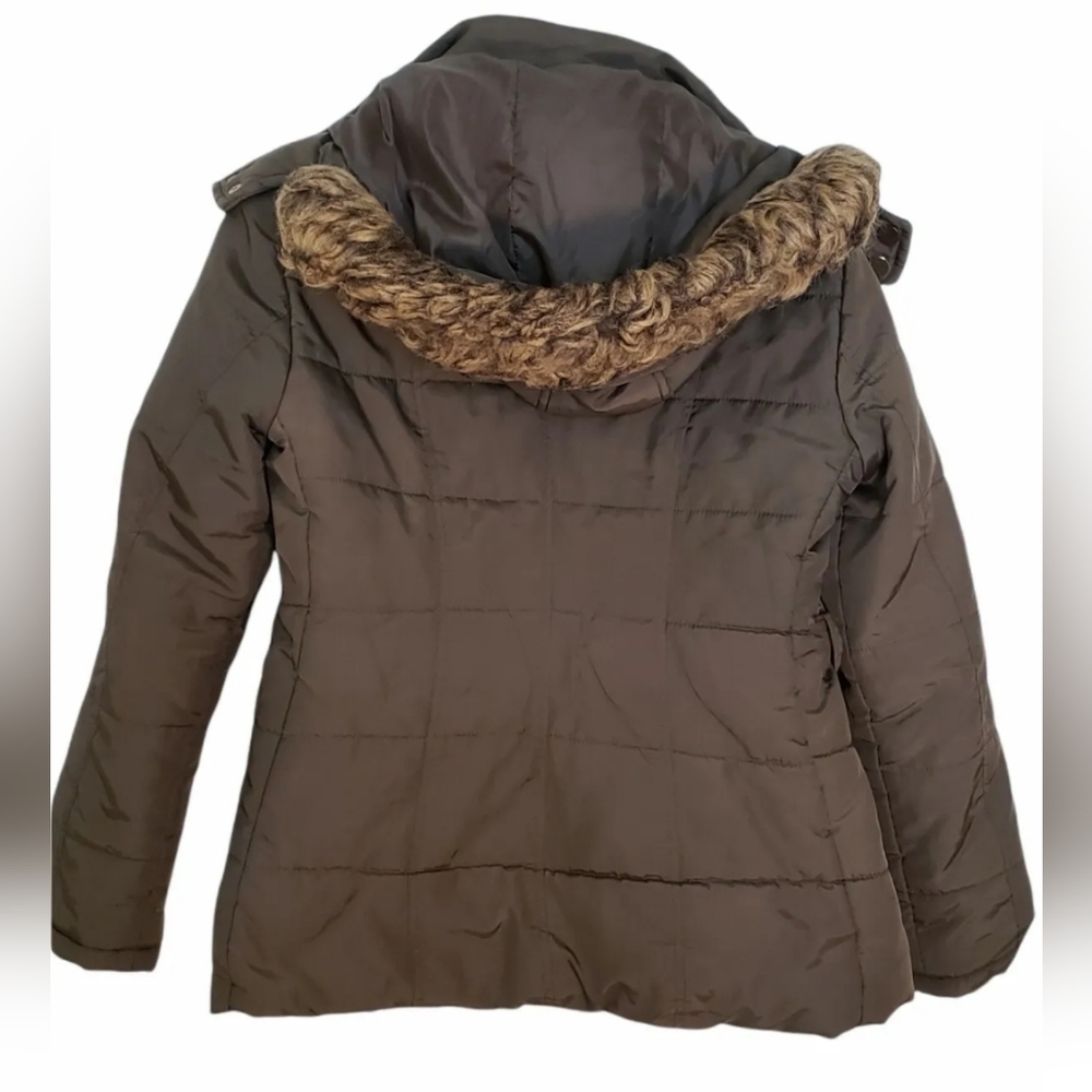 ❤️ New York & Company Faux-Fur Trim Puffer Jacket Size XS - BROWN ❤️ - Picture 2 of 12